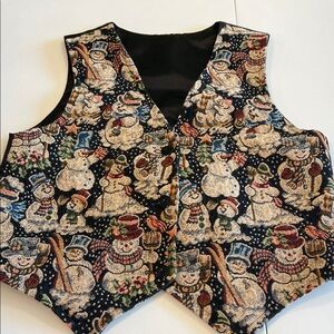 Festive Snowman Tapestry Vest - no branding, nwot